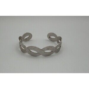 SARAH Coventry Silver Tone Open Cuff Bracelet Mask Cutout Design Vintage